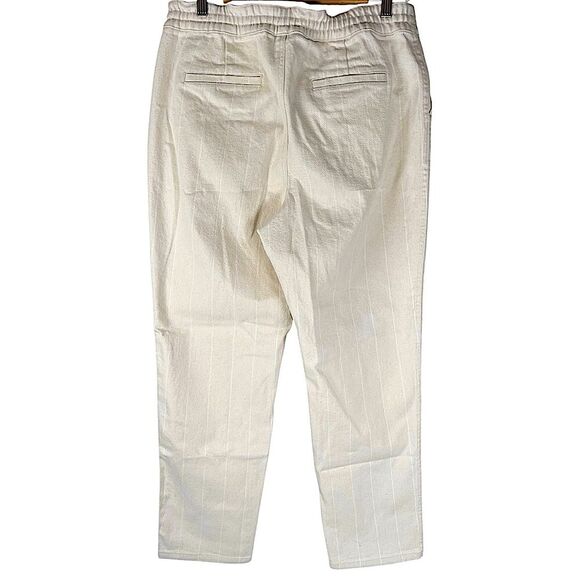 J. Crew Tie Waist Cream Denim Stripe High Rise  Camp Pant women’s Size Medium - Picture 3 of 12